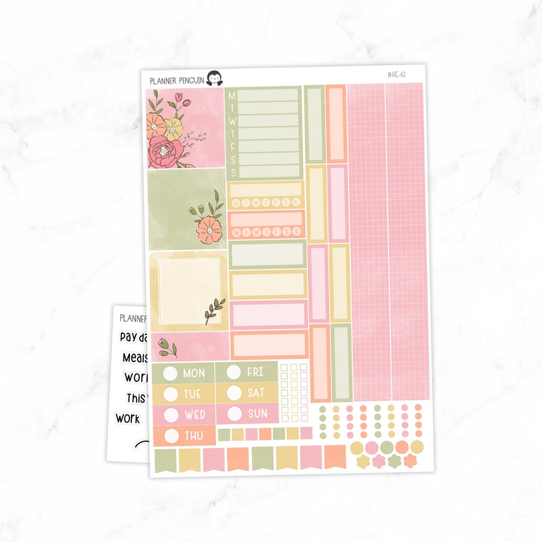 Vibrant Floral Hobonichi Cousin Weekly Sticker Kit // Cousin A5 // #HC ...