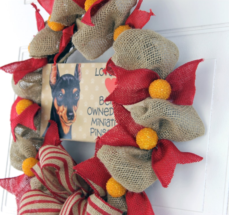 Pet Lover/'s Wreath Dog Lover/'s Wreath Personalized Min Pin Pet Wreath Miniature Pinscher Wreath Personalized Dog Wreath Min Pin Gift