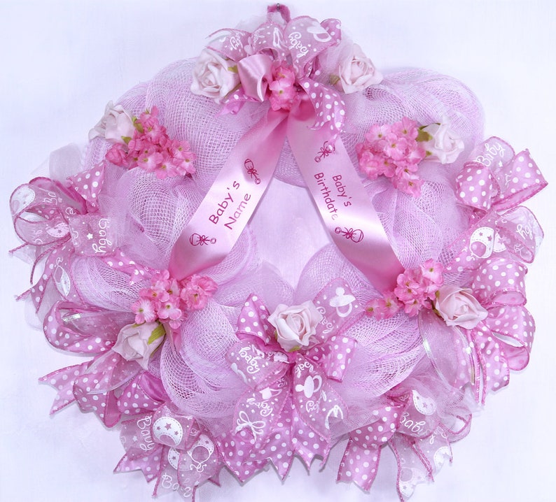 Personalized Baby Girl Wreath For New Baby Girl Baby Wreath Etsy