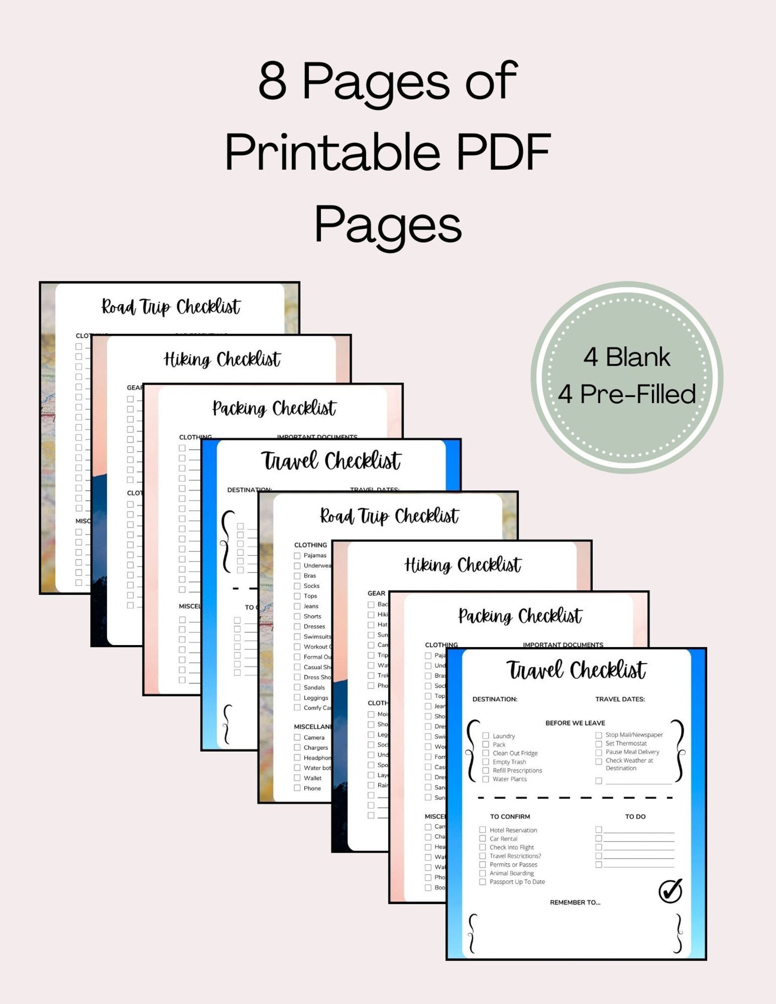 Printable Travel Packing Checklist, Instant Download, Editable With ...