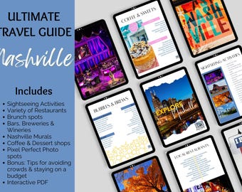 Guía de viaje de Nashville (descarga digital) / Itinerario de despedida de soltera, bares, restaurantes y actividades / Guía imprimible en PDF
