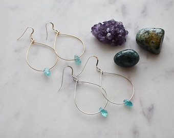 Cici Raw Apatite Hoop Earrings