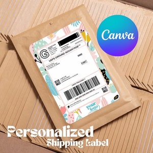 Personalized Etsy Shipping Label Frame | Branded USPS Postage Border | Customizable Canva Template | Add Your Brand to Mailer | Downloadable