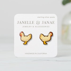 Chicken Stud Earrings | Cute Farm Animal Jewelry | Funny Chicken Earrings | Perfect for Girls and Animal Lovers | Farm Animal Party Favor