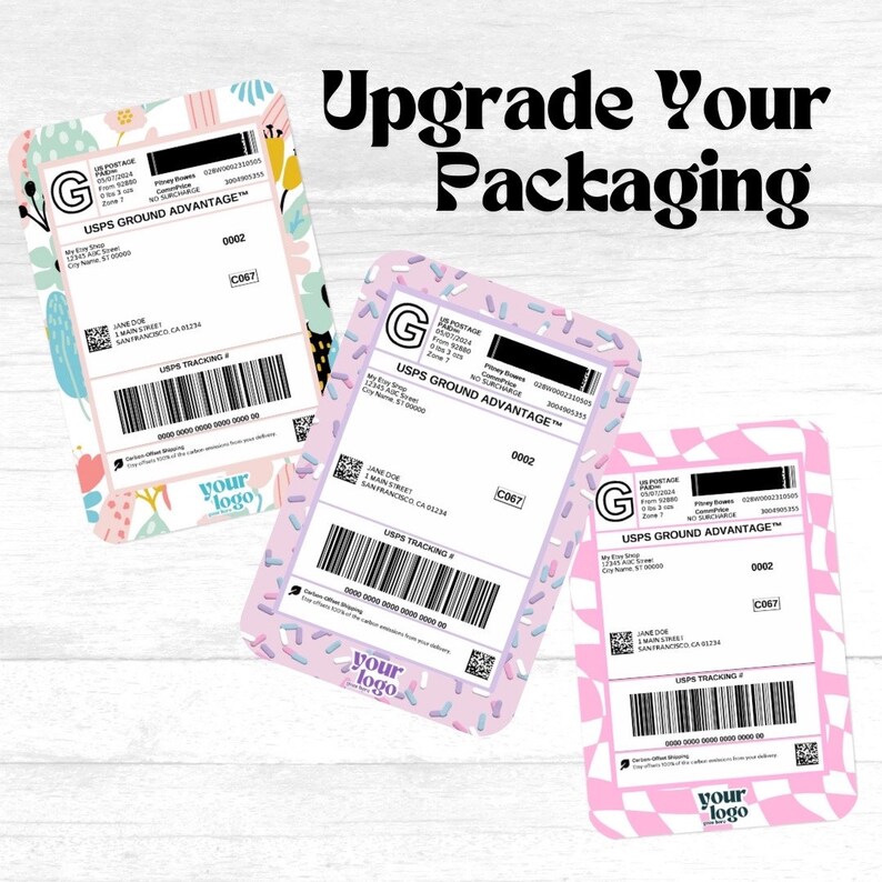Personalized Etsy Shipping Label Frame Branded USPS Postage Border Customizable Canva Template