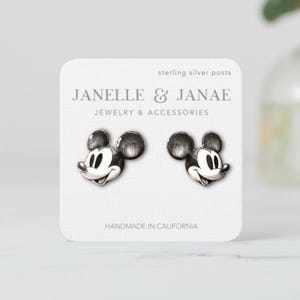 Pendientes Steamboat Willie / Pendientes estilo ilustración retro / Lindo regalo para mujeres y niñas / Postes de plata esterlina hipoalergénicos