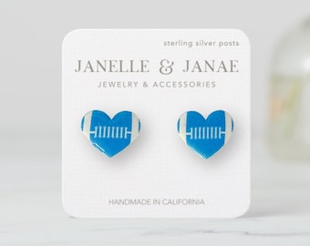 Heart Studs with Resin - Blue and White Heart Studs with Resin - Blue and White