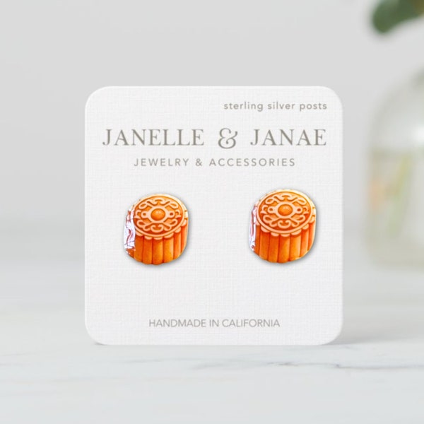 Mooncake Earrings | Chinese Lunar New Year Celebration | Lantern Festival | Sterling Silver | Resin | Hypoallergenic