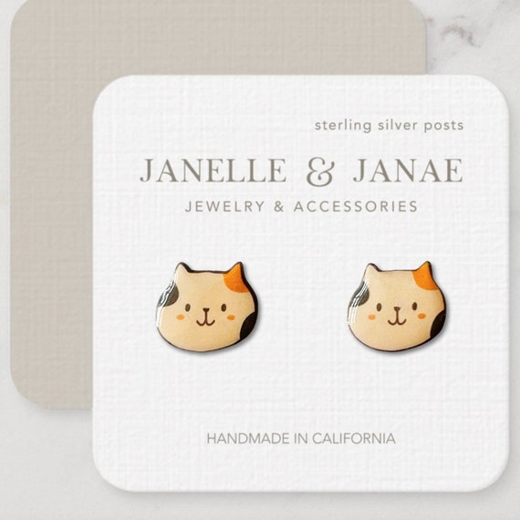 Cute Cat Face Stud Post Earrings Sterling Silver Cute Cat Face Stud Post Earrings Sterling Silver