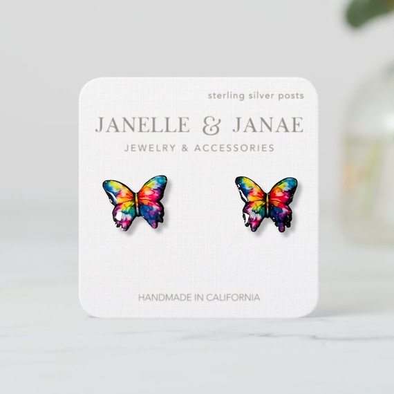 Sterling Silver Unicorn and Rainbow Studs Multicolor Resin Sterling Silver Unicorn and Rainbow Studs Multicolor Resin