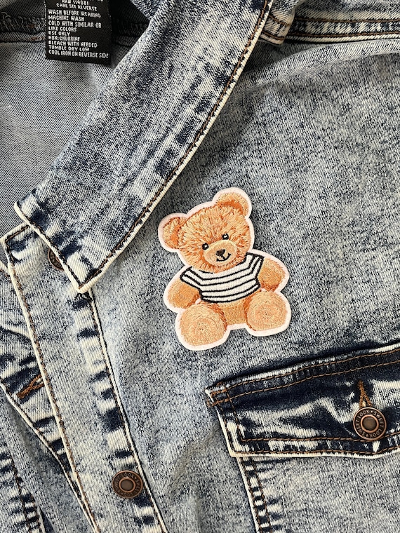 Bear in Striped Tee Iron on Patch Bear in Striped Tee Iron on Patch