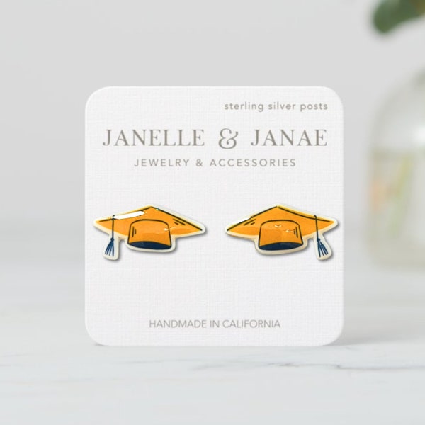 Personalized Graduation Gift for Her | Grad Hat Earrings | School Colors Graduation Gift | Cute Graduation Studs | Graduation Jewelry