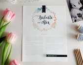 First year paper anniversary gift - Wedding vow print – colette – Personalized Wedding Gift, Couple gift