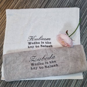 Personalised Wudhu Towel embroidered with any name perfect gift for any occasion