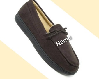 Personalised Mens Moccasin Slippers with any name