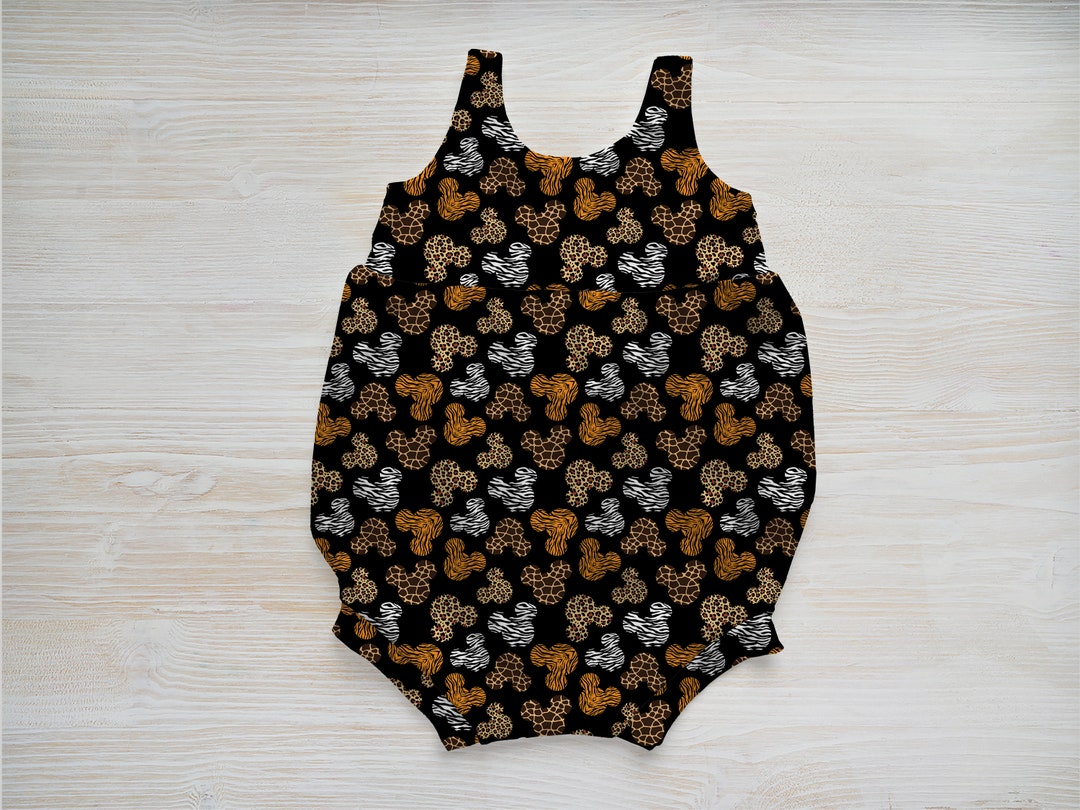 Safari Mouse Baby Romper Animal Kingdom Animal Print Etsy