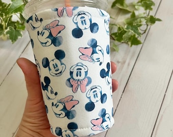 Mickey Minnie Coffee Cozy, Insulated Drink Sleeve, Hot Cold Beverage Holder