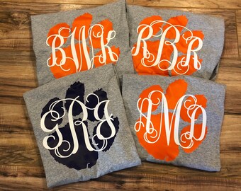 Clemson Paw Monogram Short Sleeve T Shirt Clemson Paw With