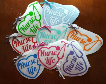 Nurse Life Heart Stethoscope Decal, Nurse Life Heart Decal, Nurse Decal, Stethoscope Decal, Nurse Gift