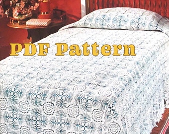 Vintage Crochet Bedspread "Snow White" Blanket Pattern PDF Only