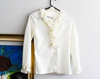 Vinage 1960/'s Frilly Front Sleveless Blouse Size Small