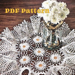 Instant Crochet Pattern PDF File Daisy Doiley Retro 1960s craft doilies