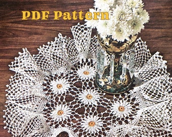 Instant Crochet Pattern PDF File Daisy Doiley Retro 1960s craft doilies