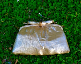 Gold 1960s after five made in the USA sparkly metallic evening bag vintage retro READ DESCRIPTION