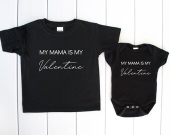 Mama is my Valentine Tee ONESIE®, First Valentine's Day Shirt, Mama's Boy Mama's Girl Onesie, Mommy Valentine, Baby Girl Gift Baby Shirt