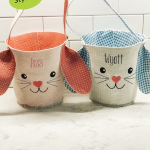 Personalized Easter Basket, Easter Bucket, Bunny Bag, Personalized Easter Tote, Kids Egg Hunt Bag, Easter Basket, Bunny Face Bag, Unisex