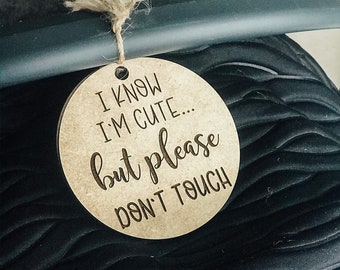 Please Don't Touch Baby Car Seat Sign, I Know I'm Cute But Please Don't Touch Stroller Tag, Baby Shower Gift, Newborn Gift, New Parents
