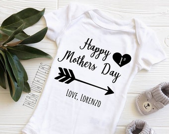 Happy 1st Mother/'s Day Embroidered Baby Vest Gift Personalised Mum First