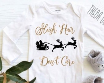 Funny Christmas ONESIE®, Sleigh Hair Don't Care, Christmas Shirt, Funny Christmas Gift, Baby Christmas Gift, Baby Shower Holiday Gift