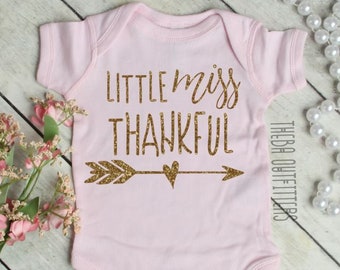 Thanksgiving ONESIE® Girl, Little Miss Thankful Shirt, Newborn Thanksgiving Outfit, Thanksgiving Baby, First Thanksgiving Onesie Fall Onesie