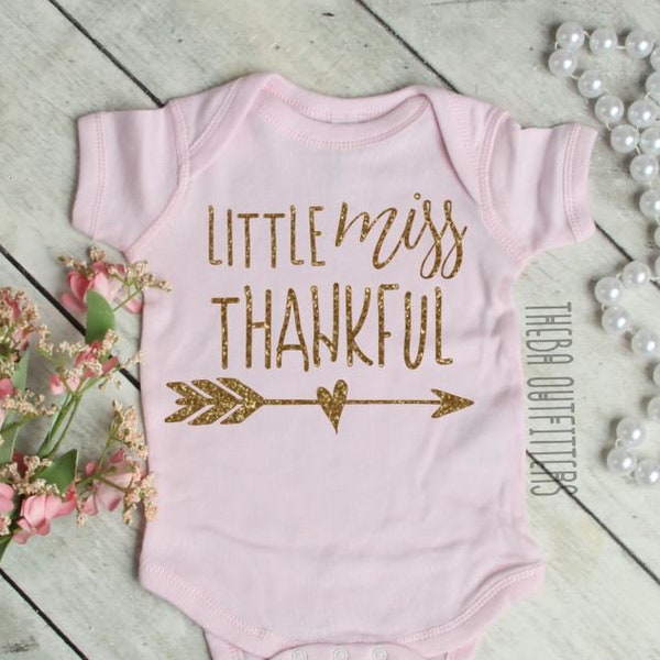 Thanksgiving ONESIE® Girl, Little Miss Thankful Shirt, Newborn Thanksgiving Outfit, Thanksgiving Baby, First Thanksgiving Onesie Fall Onesie