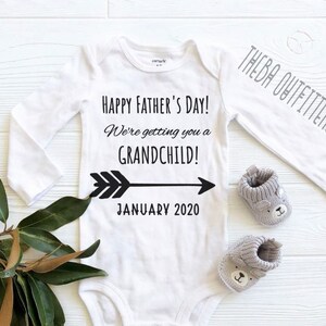 Father&#39;s Day Gift Grandpa Grandma Pregnancy Announcement ONESIE® Gift for Grandparents, Father&#39;s day onesie Baby Girl  Boy Bodysuit clothing