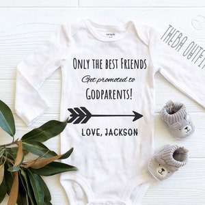 Godparents ONESIE® Proposal, Only the Best Friends Get Promoted to Godparents, Godparents Gift, Godmother Gift, Baptism Gift, Baby Bodysuit