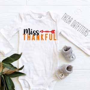 Thanksgiving ONESIE® meisje, Pasgeboren Thanksgiving Outfit, Miss Thankful Onesie, Baby Thanksgiving Shirt, Eerste Thanksgiving Onesie Fall Onesie