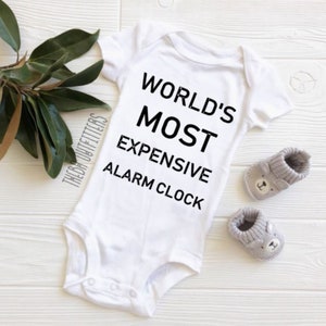 World&#39;s Most Expensive Alarm Clock ONESIE®, Funny Cute Baby Gift, Baby Shower Gift, Baby Onesie, New Baby, Baby Bodysuit, Newborn Infant Boy