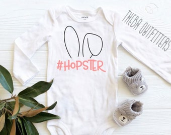 Funny Easter ONESIE®, #Hopster Onesie, Easter Bunny Shirt, Easter Outfit, Hipster bunny, Baby Girl Boy, Easter, Easter Gift, Funny