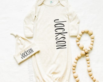 personalized baby gowns and hats