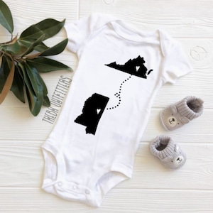 Baby Boy Girl Gift, Baby Shower Gift, Baby ONESIE®, Personalized State Love Onesie, Heart to Heart Onesie, Personalized Onesie