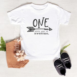 First Birthday Shirt, 1st Birthday Shirt Boy Girl, One Shirt Boy, One year Shirt, One While Year of Awesome, First Birthday ONESIE®, Baby image 2