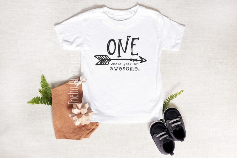 First Birthday Shirt, 1st Birthday Shirt Boy Girl, One Shirt Boy, One year Shirt, One While Year of Awesome, First Birthday ONESIE®, Baby image 2