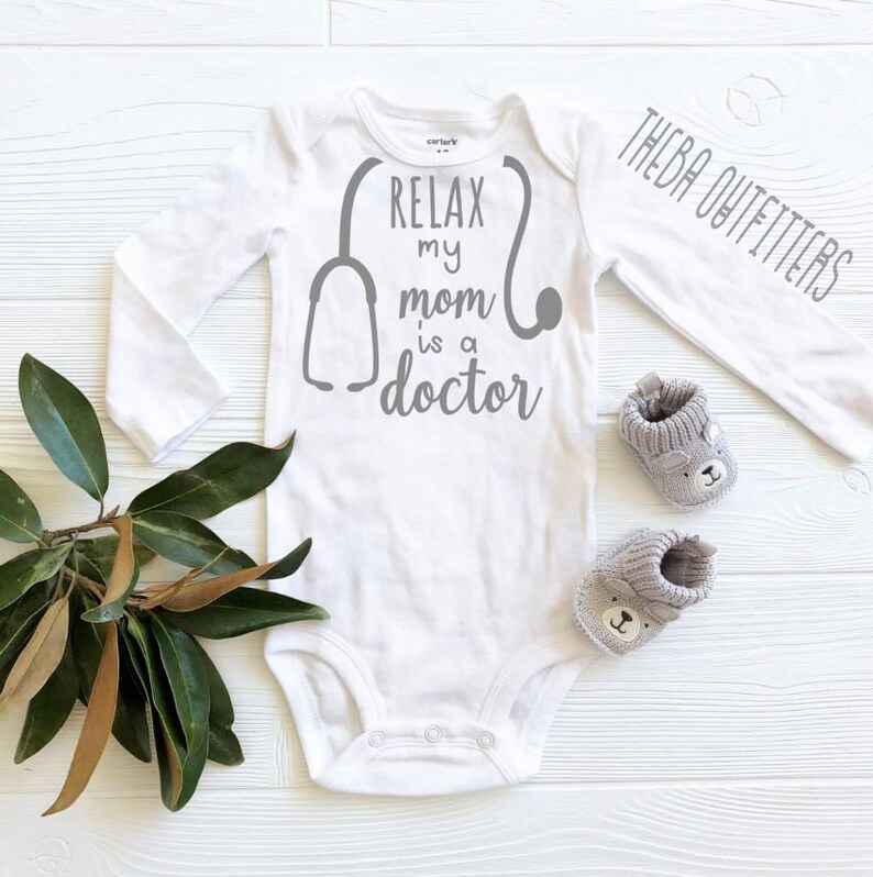 Custom Baby Onesie Doctor ONESIE\u00ae Relax my Mom is a Doctor Doctor Gift Gift for Doctor Dr. Baby Shower Gift Baby Girl Boy Onesie