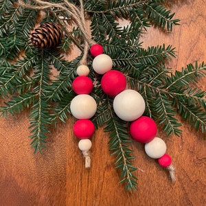 Wood Bead Christmas Tree Ornaments - Scandinavian Style - Modern Farmhouse Christmas Decor