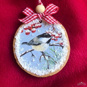 Christmas Ornament - Wood Slice Christmas Ornament - Chickadee Ornament