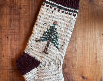 Made to Order - Hand Knit Christmas Stocking - Chunky Knit Homespun Stocking