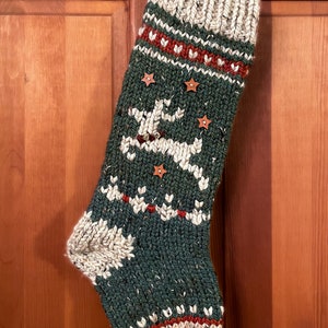 Made to Order Hand Knit Christmas Stocking Bulky Knit Reindeer Stocking image 3