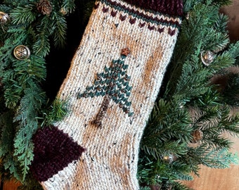 Made to Order - Hand Knit Christmas Stocking - Chunky Knit Homespun Stocking